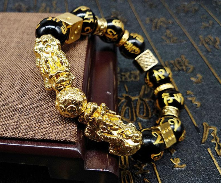 Gold-Plated Double Pixiu Bracelet - Extreme Wealth &amp; Protection